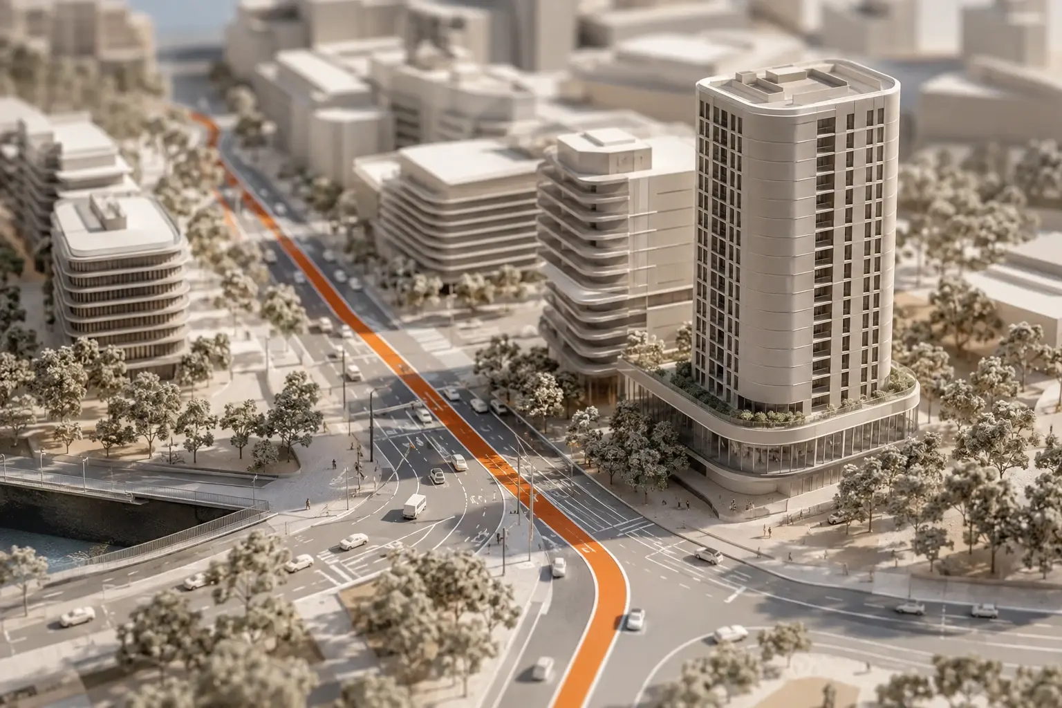 Conceptual architectural model of an urban streetscape